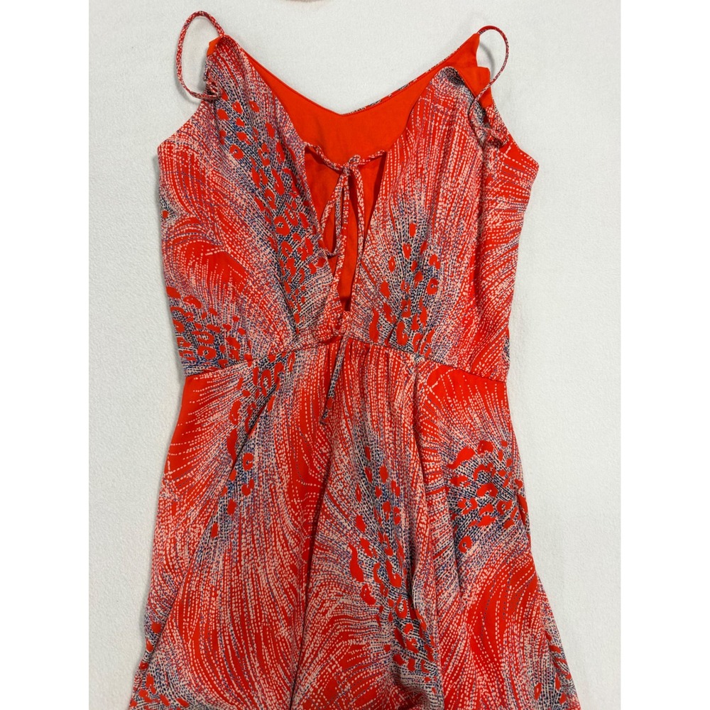 Asher by fab'rik Red Abstract Print Mini Dress Sleeveless Tie Back Small - Picture 6 of 7